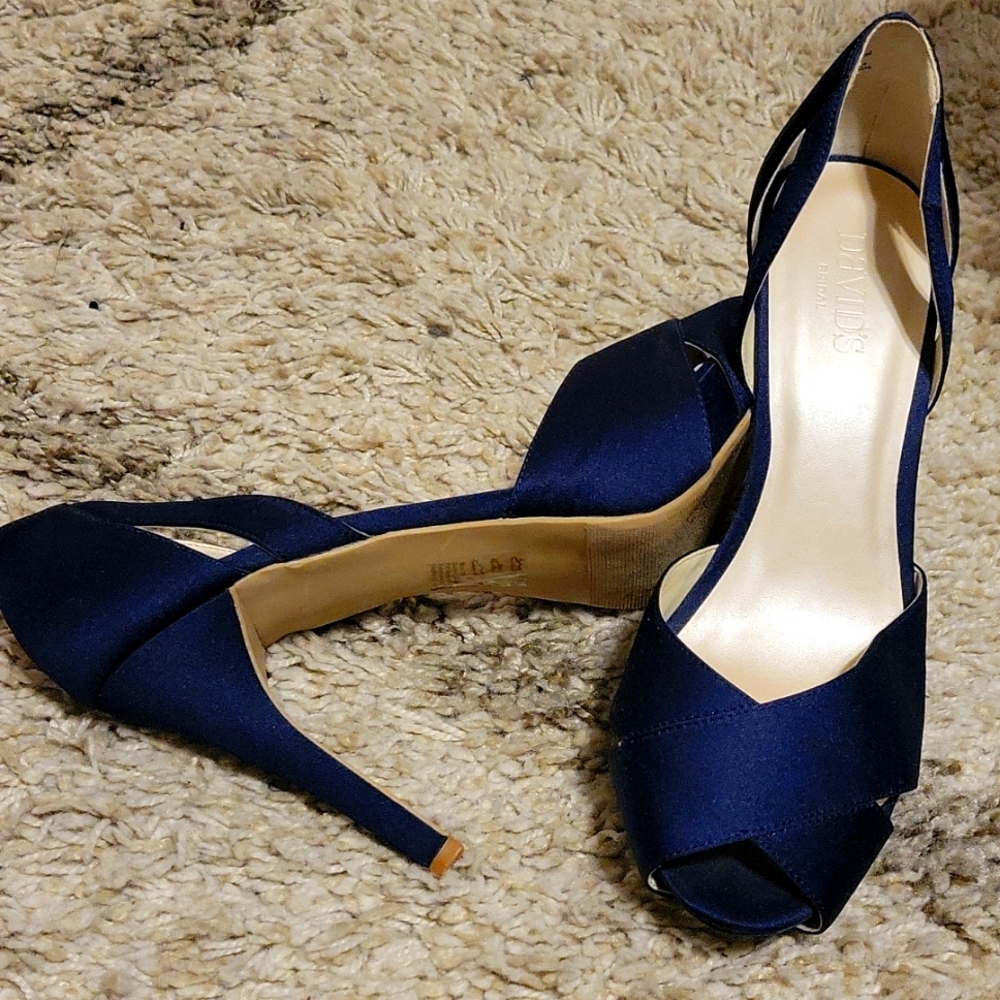David's Bridal Navy D'Orsay